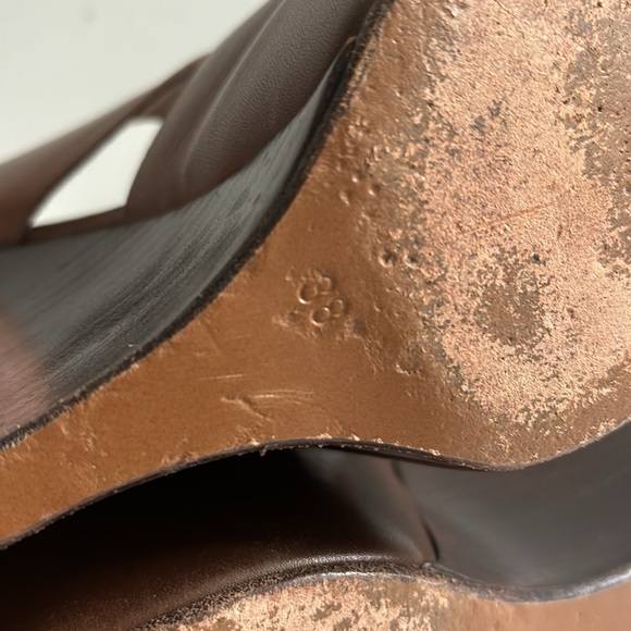 Marni brown leather platform wedge peep toe sandal - Picture 10 of 10